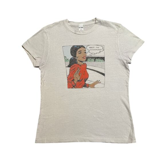 RE/DONE Wait The Champagne 70's Loose Tee in Vintage White XS - Picture 1 of 6